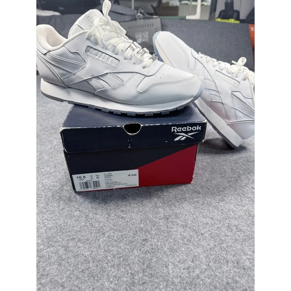 Reebok Classic Leather White Silver Metallic Unisex Sneakers GY8615 Mens 10.5